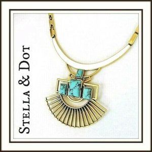 Stella Dot Turquoise Gold Pendant Necklace